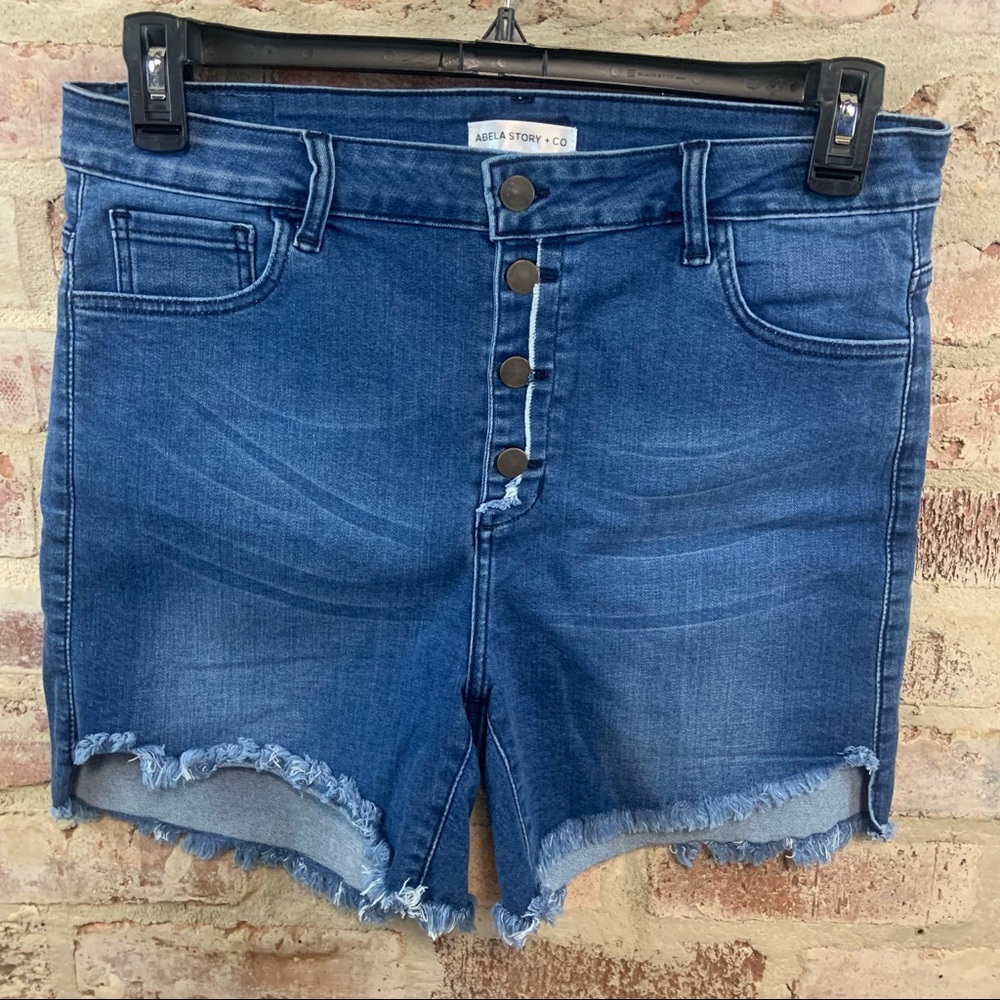 Long stretch jean cutoff shorts large